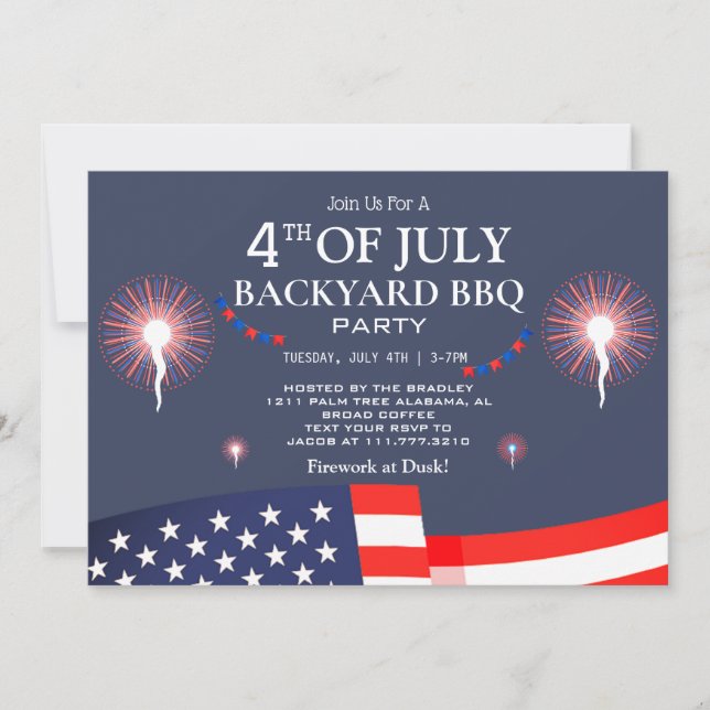 Invitation BBQ & Firework 4 juillet fête de l'indépendance (Devant)