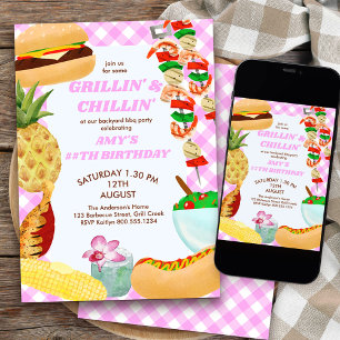 Invitation BBQ Grillin and Chillin Girls Birthday Party