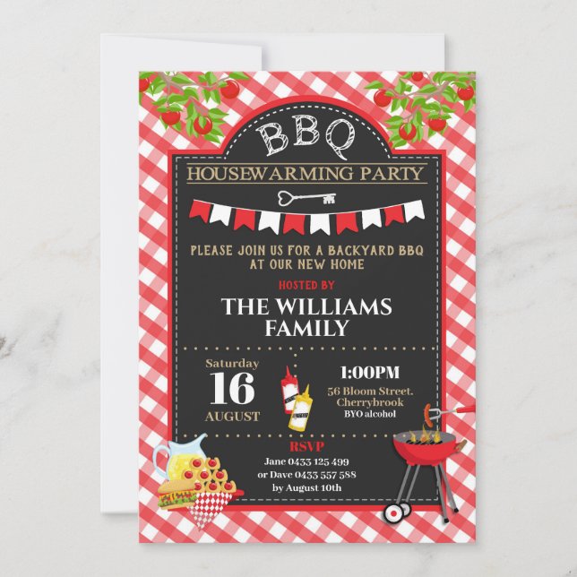 Invitation BBQ Houclier Party Nouveau Jardin de résidence BBQ (Devant)