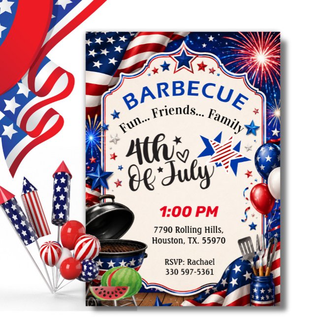 Invitation BBQ patriotique du 4 juillet (Créateur téléchargé)