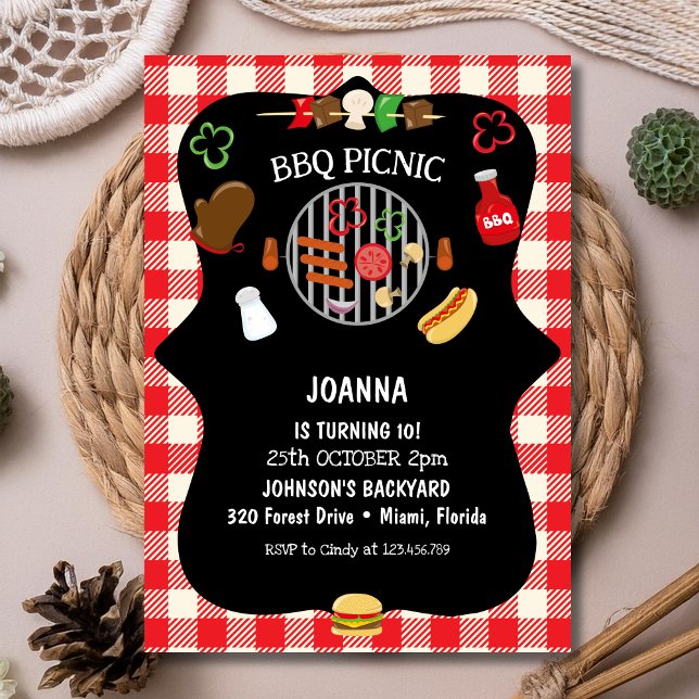 Invitation BBQ picnic birthday party (Créateur téléchargé)