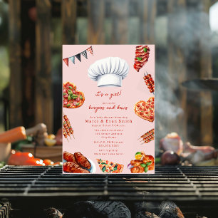 Invitation BBQ Pizza genre baby shower naturel