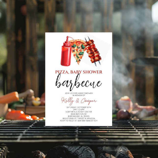 Invitation BBQ Pizza genre baby shower naturel (Créateur téléchargé)