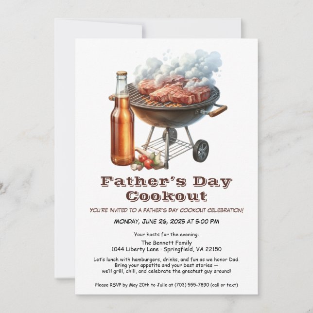 Invitation BBQ pour la Fête des Pères – Hamburgers (Devant)