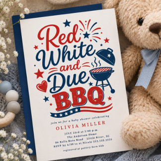 Invitation BBQ Red White & Due