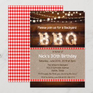 Invitation BBQ rustique de jardin pour tout âge