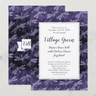 Invitation BBQ Soirée Élégante aux libellules violettes