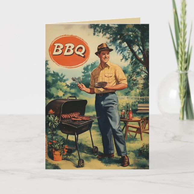 Invitation BBQ vintage : Écran de cuisine Jardin classique (Devant)