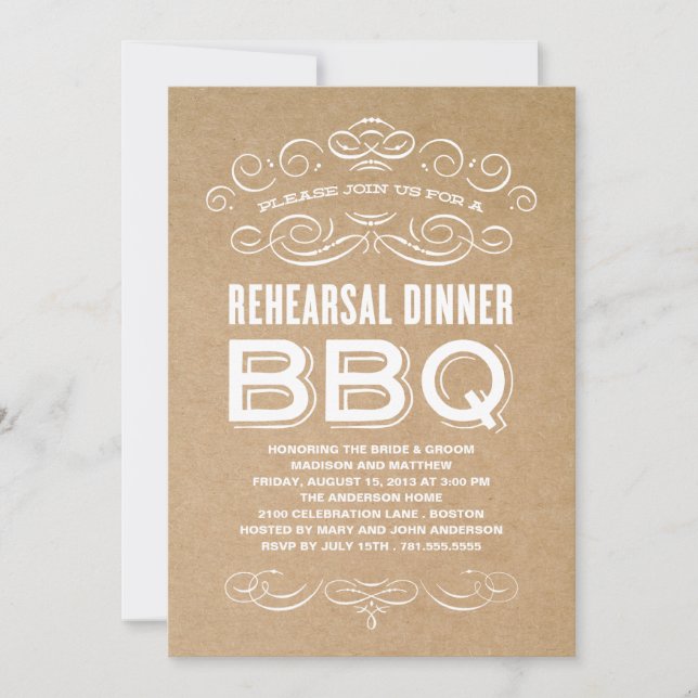 INVITATION BBQ VINTAGE| REHEARSAL DINNER BBQ (Devant)