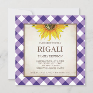 Invitation BBQ Violet En vichy Imprimer