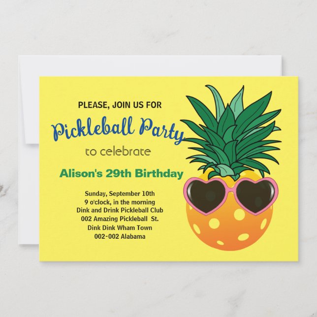 Invitation B'day de l'ananas de Pickleball + RSVP (Devant)