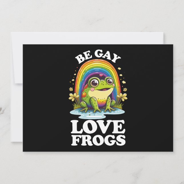 Invitation Be Gay Love Frogs Funny LGBTQ Pride Rainbow Retro (Devant)