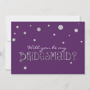 Invitation BE MON BRIDESMAID Purple Silver Parties scintillan