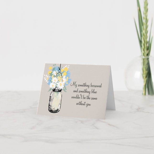 Invitation Be My Bridesmaid - Mason Jar et Fleurs sauvages (Devant)
