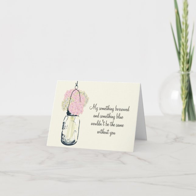 Invitation Be My Bridesmaid Mason Jar et Hydrangeas (Devant)