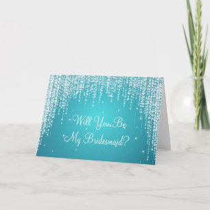 Invitation Be My Bridesmaid Night Dazzle Blue