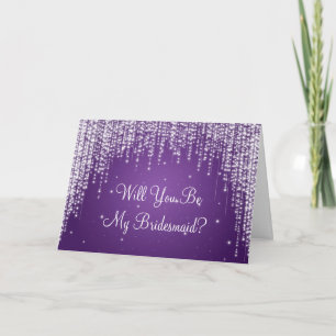 Invitation Be My Bridesmaid Night Dazzle Purple