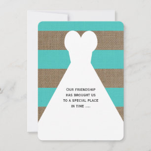 Invitation Be My Bridesmaid Poem Turquoise with Burlap Look