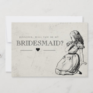 Invitation Be My Bridesmaid Vintage Alice in Wonderland