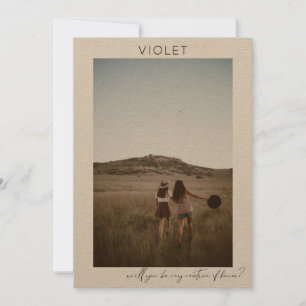 Invitation Be My Matron of Honor Photo Proposition Calligraph