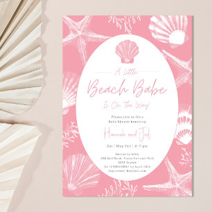 Invitation Beach Babe Shell Ocean Girl Baby shower