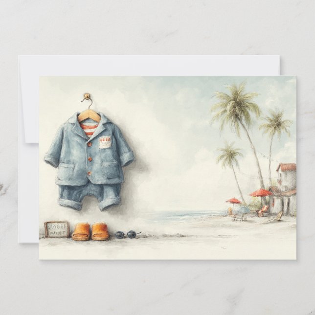 Invitation Beach Baby Bash - 1ère fête d'anniversaire (Devant)