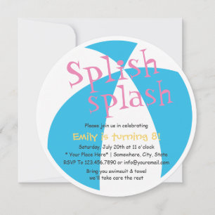 Invitation Beach Ball Girls Summer Pool Birthday Party