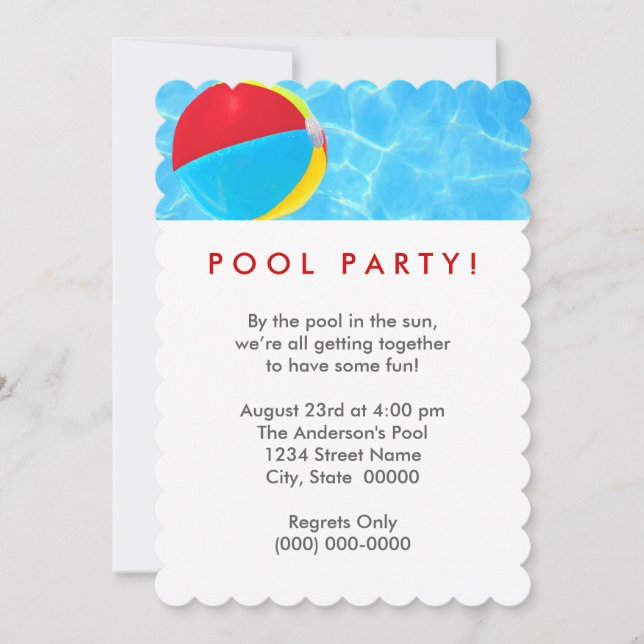 Invitation Beach Ball Pool Party (Devant)