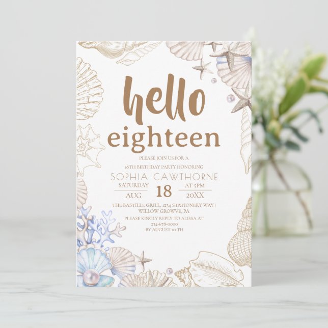 Invitation  Beach Birthday Party (Debout devant)