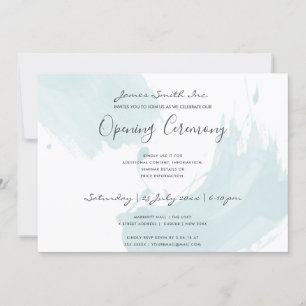 INVITATION BEACH BLUE WATERCOLOR BRUSHSTROKE CÉRÉMONIE D'OUVE