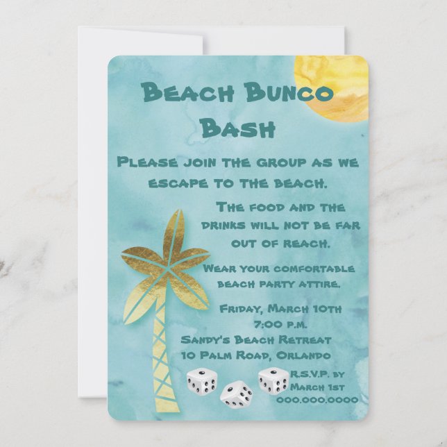 Invitation Beach Bunco Bash (Dos)