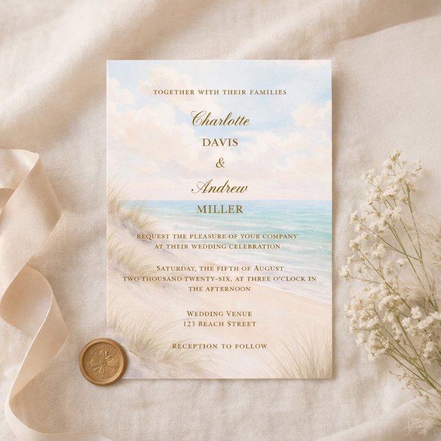 Invitation Beach coastal luxury wedding (Créateur téléchargé)