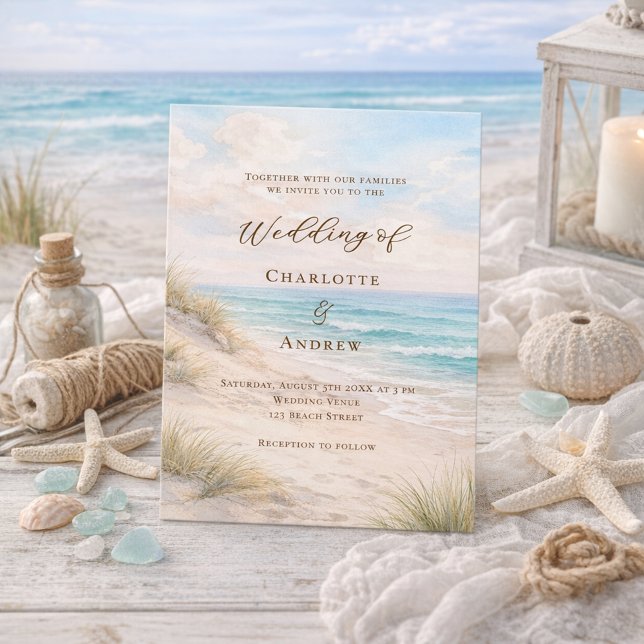 Invitation Beach coastal wedding (Créateur téléchargé)