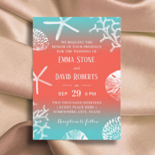 Invitation Beach Coral Reef Starfish Mariage tropical