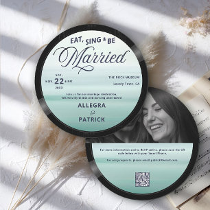 Invitation Beach Music Vintage Vinyl All One Photo QR Mariage