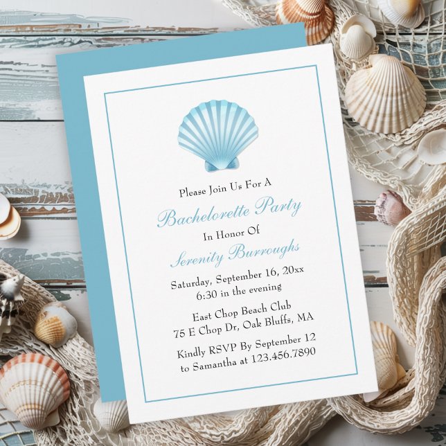 Invitation Beach Nautique Blue Shell Bachelorette (Créateur téléchargé)