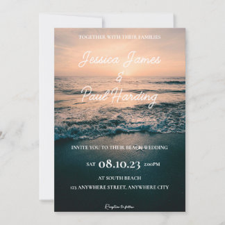 Invitation Beach Night Sunset dans l'Horizon Mariage