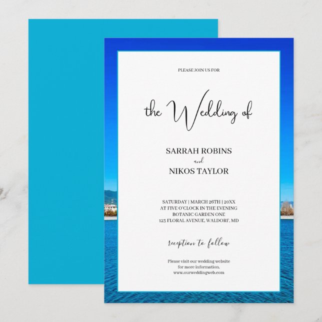 Invitation Beach Ocean Costal Mariage (Devant / Derrière)