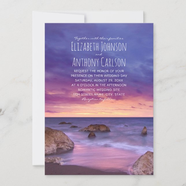 Invitation Beach Ocean Destination Sunset Mariage nautique (Devant)