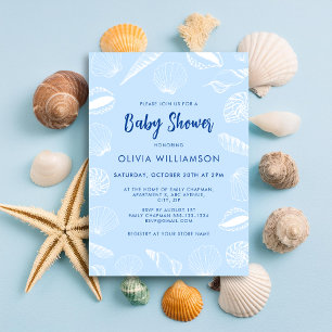 Invitation Beach Ocean Sea Shells Boy Baby shower