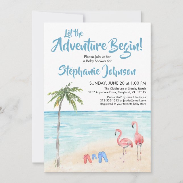 Invitation Beach Ocean Surf Adventure Baby shower Gary (Devant)