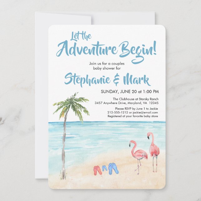 Invitation Beach Ocean Surf Adventure Débute Baby shower bleu (Devant)