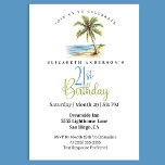 Invitation Beach Palm Tree 21st Birthday<br><div class="desc">Celebrate a milestone in relaxed coastal style with this elegant tropical 21st birthday party invitation. Featuring a beautiful watercolor palm tree overlooking a serene beach shoreline, this design creates the perfect atmosphere for a stylish seaside celebration, tropical party, beach birthday gathering, or destination birthday event. This modern coastal invitation combines...</div>