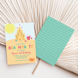 Invitation Beach Party Summer Château de sable Anniversaire