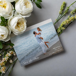 Invitation Beach Romance Photo Wedding Enregistrer la date