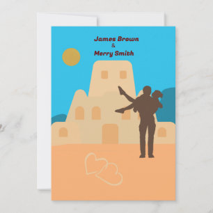Invitation Beach Sand Castel Sun Hearts Mariage romantique
