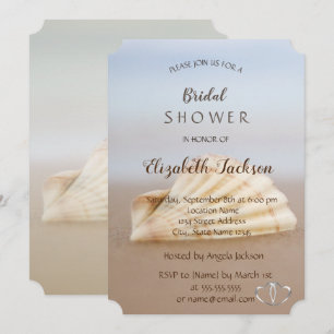 Invitation Beach Seashell, Fête des mariées des coeurs