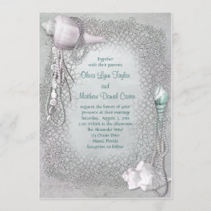 Invitation Beach Seashells Beach Wedding