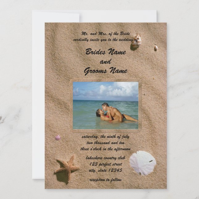 Invitation Beach Serenity avec Mariage photo (Devant)