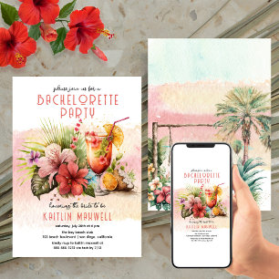 Invitation Beach Tropical Cocktails à thème Bachelorette Part